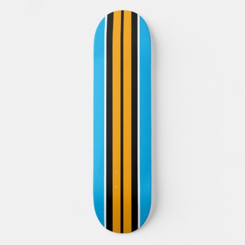 Bold Cool Yellow Black Sky Blue Racing Stripes  Skateboard