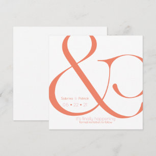 BOLD Coral Ampersand Save the Date Invitation