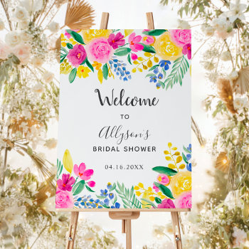 Bold Country Floral Watercolor Welcome Bridal Foam Board by girly_trend at Zazzle