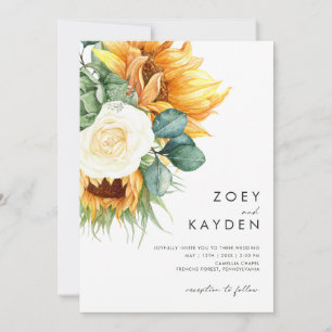 Bold Country Sunflower   All In One Wedding Invitation