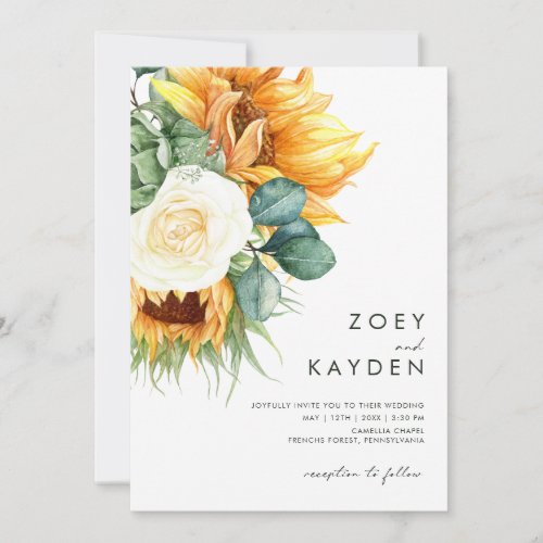 Bold Country Sunflower  All In One Wedding Invitation