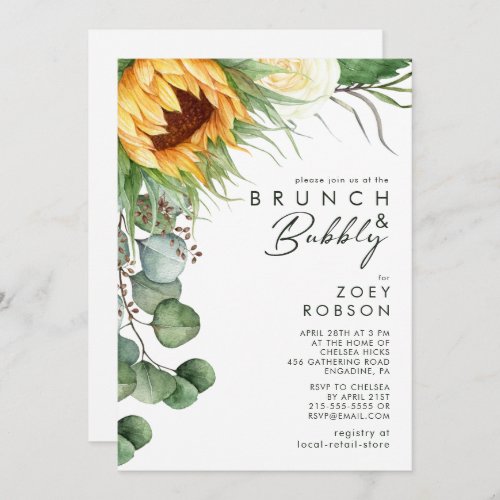 Bold Country Sunflower  Brunch and Bubbly Invitation