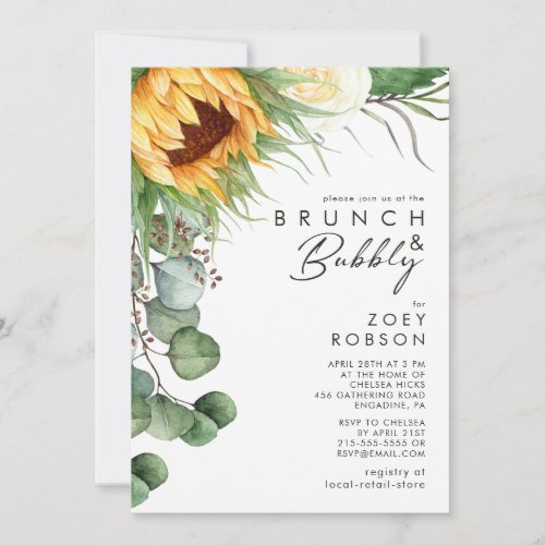 Bold Country Sunflower  Brunch and Bubbly Invitation