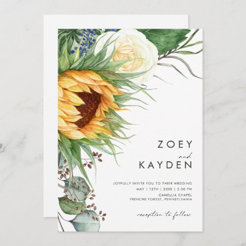 Bold Country Sunflower  Casual Wedding Invitation