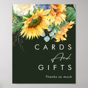 Bold Country Sunflower Dark Green Cards and Gifts Poster
