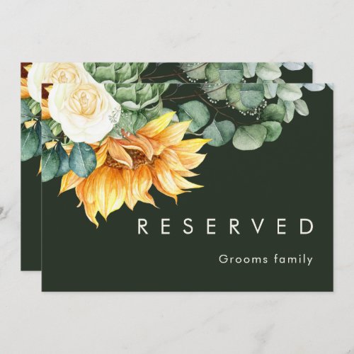 Bold Country Sunflower  Dark Green Reserved Sign