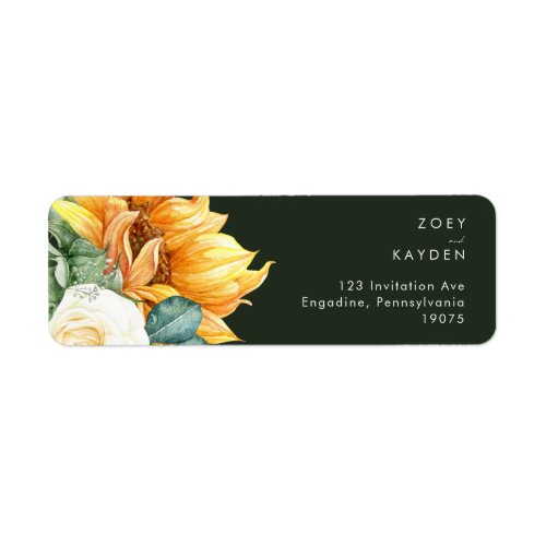 Bold Country Sunflower Dark Green Return Address Label