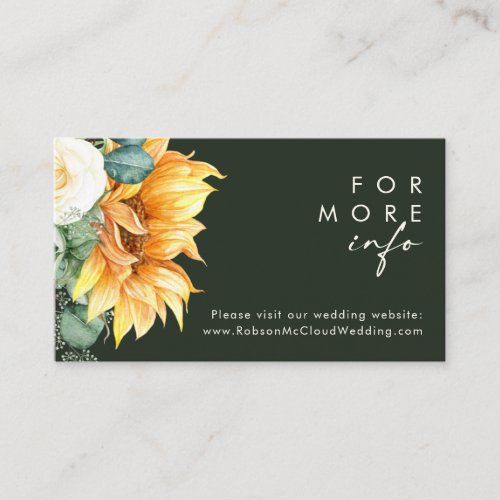 Bold Country Sunflower  Dark Green Website Enclosure Card