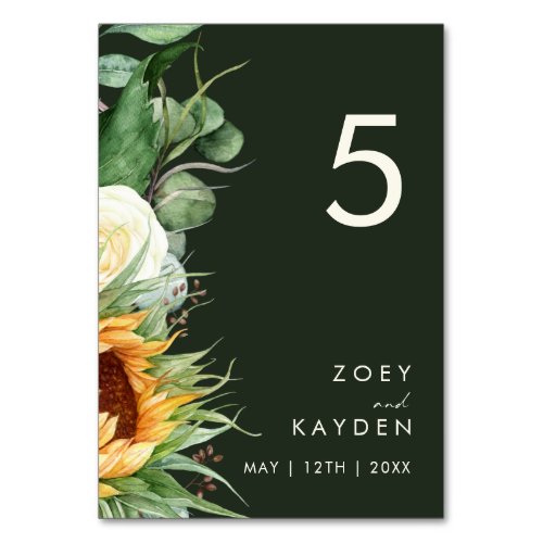 Bold Country Sunflower  Dark Yellow Table Number