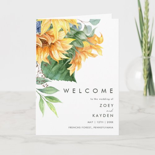 Bold Country Sunflower  Folded Wedding Program