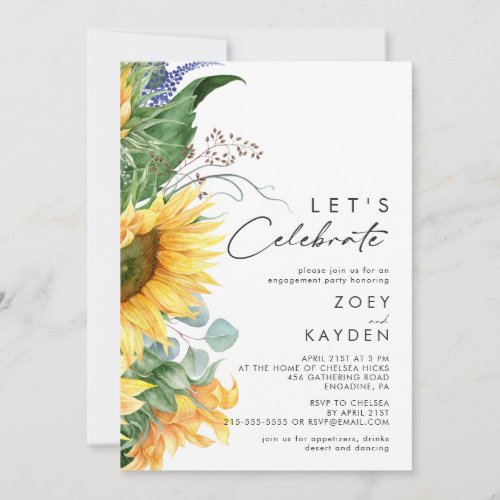 Bold Country Sunflower  Lets Celebrate Invitation
