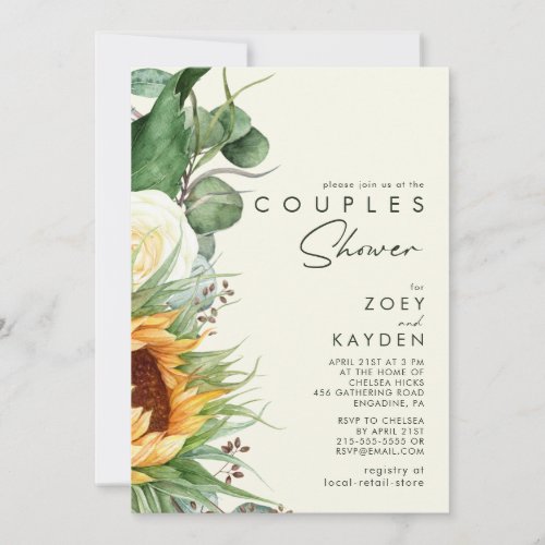 Bold Country Sunflower Light Yellow Couples Shower Invitation