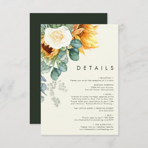 Bold Country Sunflower  Light Yellow Details Enclosure Card