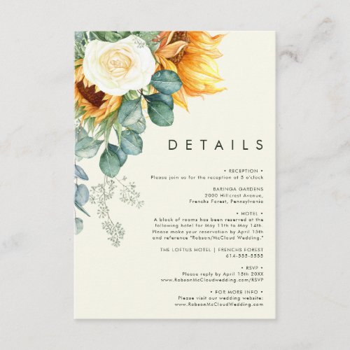 Bold Country Sunflower  Light Yellow Details Enclosure Card