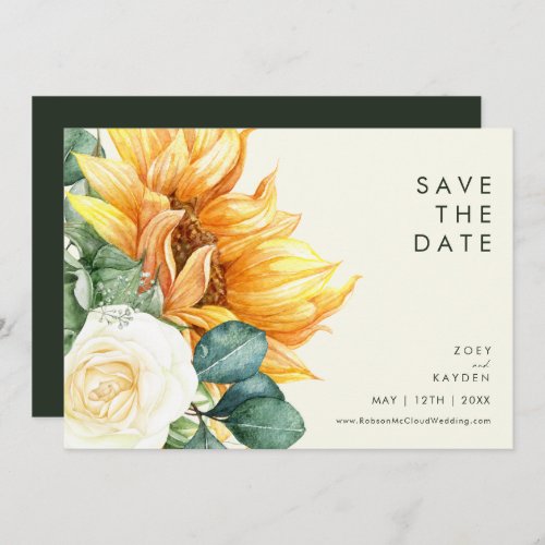 Bold Country Sunflower  Light Yellow Horizontal Save The Date