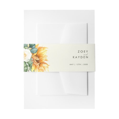 Bold Country Sunflower  Light Yellow Invitation Belly Band