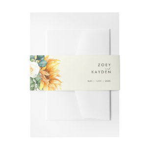 Bold Country Sunflower   Light Yellow Invitation Belly Band