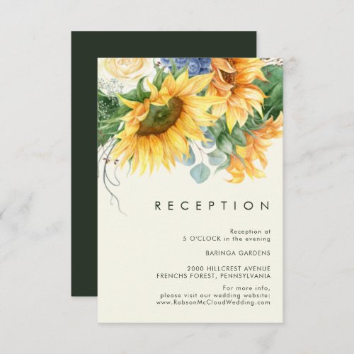 Bold Country Sunflower  Light Yellow Reception Enclosure Card