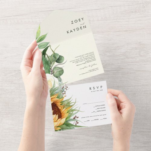 Bold Country Sunflower Light Yellow Seal And Send All In One Invitation
