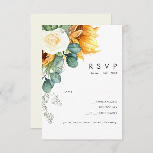 Bold Country Sunflower  Light Yellow Song Request RSVP Card