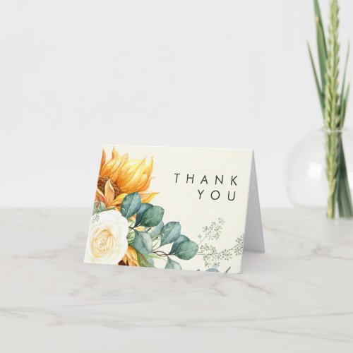 Bold Country Sunflower Light Yellow Thank You Card