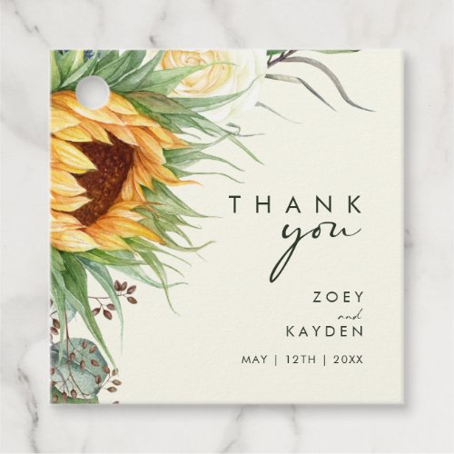 Bold Country Sunflower  Light Yellow Thank You Favor Tags