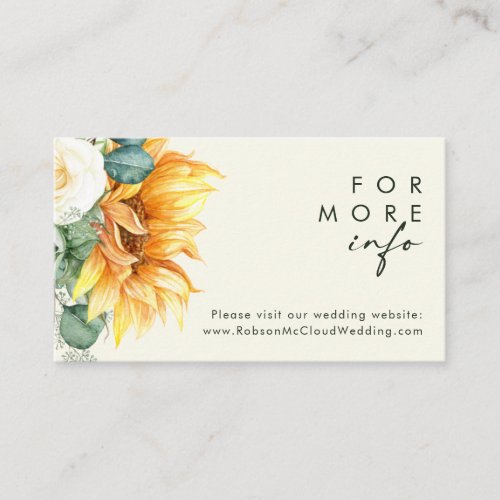 Bold Country Sunflower  Light Yellow Website Enclosure Card