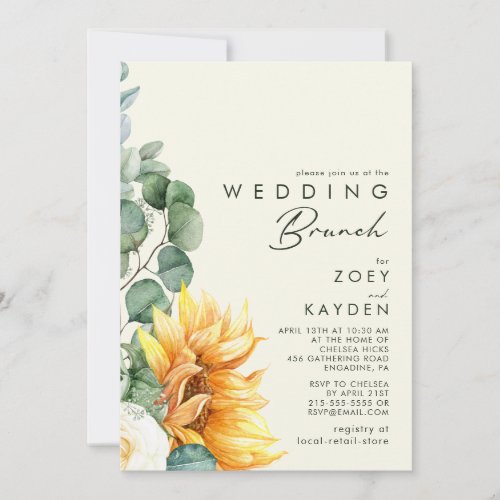 Bold Country Sunflower Light Yellow Wedding Brunch Invitation
