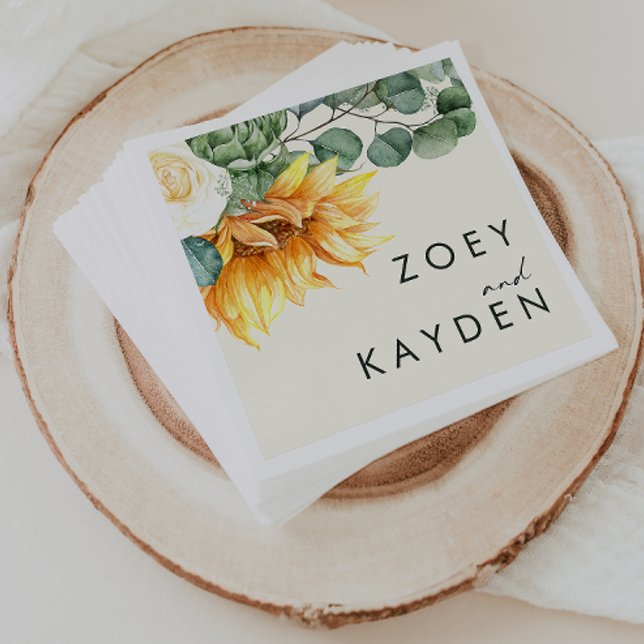 Bold Country Sunflower | Light Yellow Wedding Napk Napkins (Creator Uploaded)