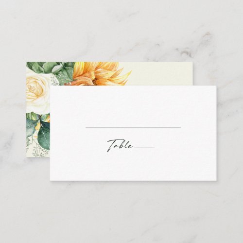 Bold Country Sunflower  Light Yellow Wedding Place Card