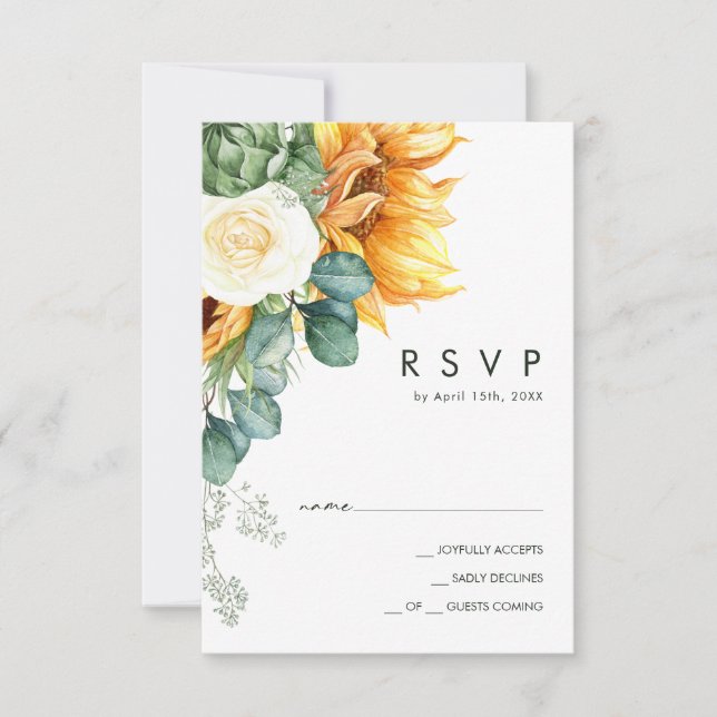 Bold Country Sunflower | Light Yellow Wedding RSVP Card (Front)