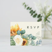 Bold Country Sunflower | Light Yellow Wedding RSVP Postcard (Standing Front)