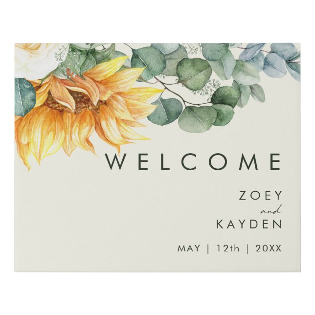 Bold Country Sunflower | Light Yellow Welcome Faux Canvas Print (Front)