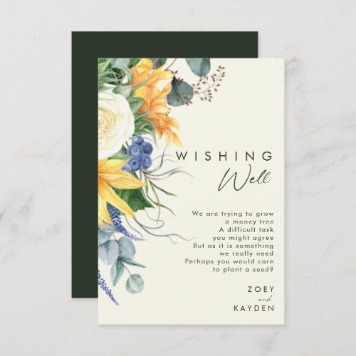 Bold Country Sunflower  Light Yellow Wishing Well Enclosure Card