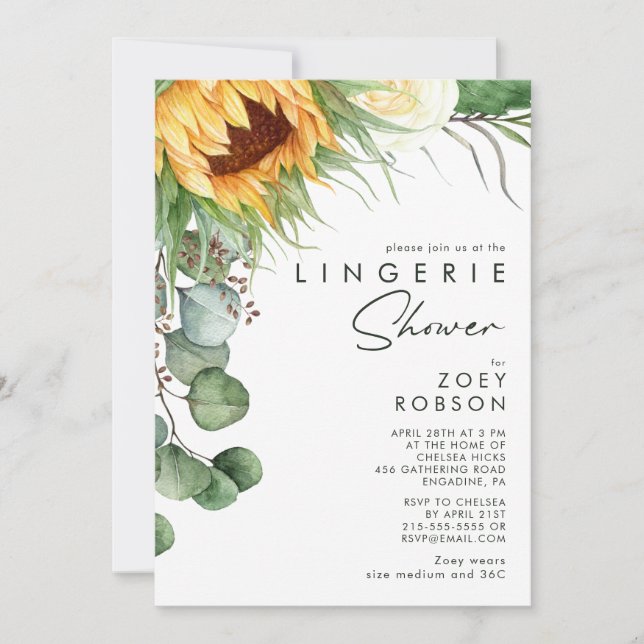 Bold Country Sunflower | Lingerie Shower Invitation (Front)