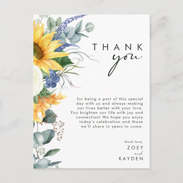 Bold Country Sunflower | Reception Thank You Card (Front)
