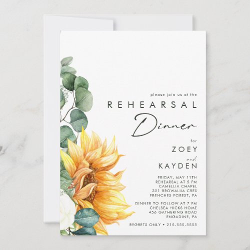 Bold Country Sunflower  Rehearsal Dinner Invitati Invitation