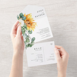 Bold Country Sunflower Seal And Send All In One Invitation