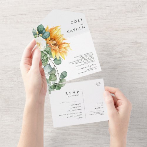 Bold Country Sunflower  Seal And Send All In One Invitation