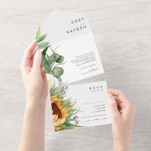 Bold Country Sunflower  Seal And Send All In One Invitation