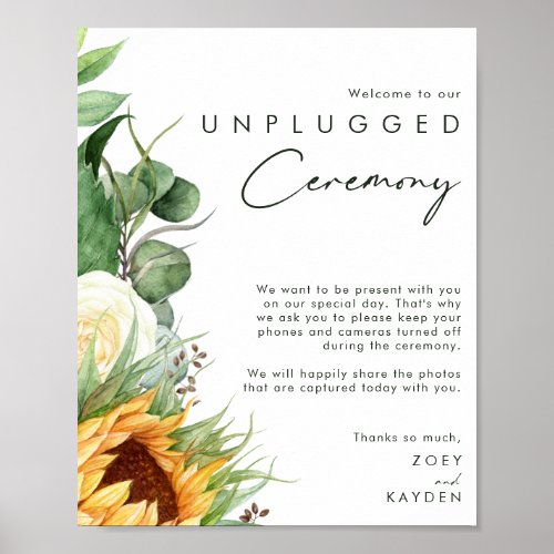 Bold Country Sunflower  Unplugged Ceremony Poster