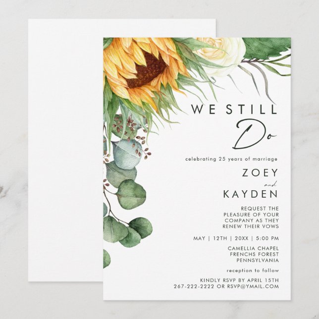 Bold Country Sunflower | We Still Do Renewal Invitation (Front/Back)