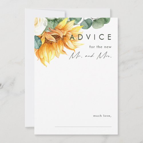 Bold Country Sunflower  Wedding Advice Card