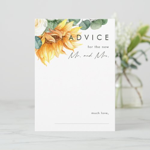 Bold Country Sunflower  Wedding Advice Card