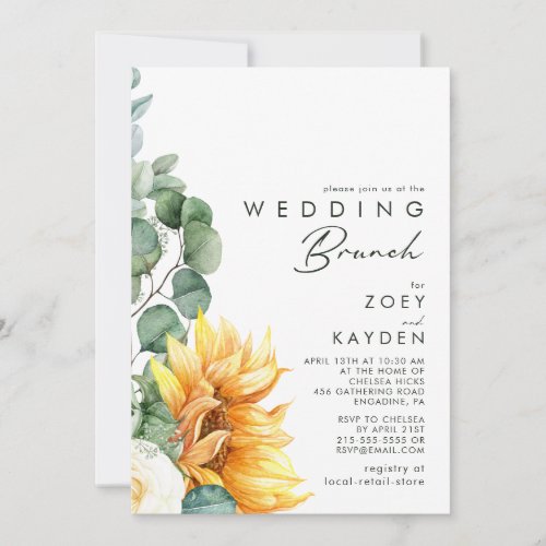 Bold Country Sunflower  Wedding Brunch Invitation