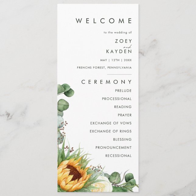 Bold Country Sunflower | Wedding Program (Front)