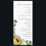 Bold Country Sunflower | Wedding Program<br><div class="desc">This bold country sunflower | wedding program is perfect for your simple classic boho summer backyard barn wedding. Design features a bouquet of vintage watercolor yellow gold and rustic orange sunflowers, elegant modern sage green eucalyptus greenery, and a white ivory rose. The design is ideal for a casual outdoor minimalist...</div>