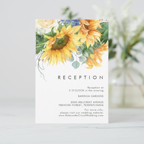 Bold Country Sunflower  Wedding Reception Card