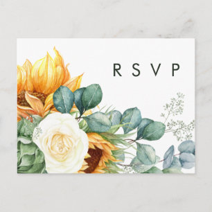 Bold Country Sunflower   Wedding RSVP Postcard