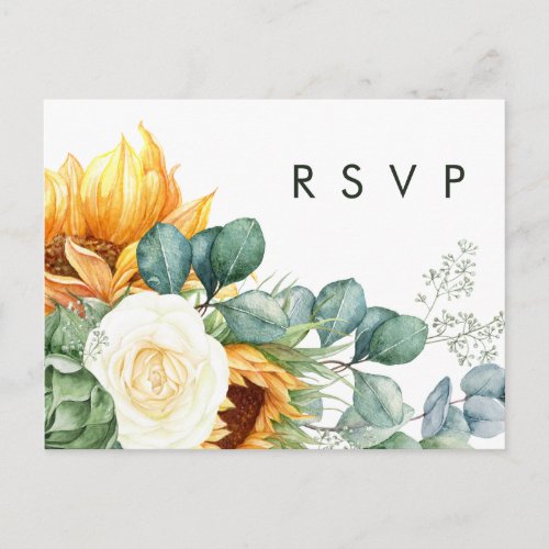 Bold Country Sunflower  Wedding RSVP Postcard